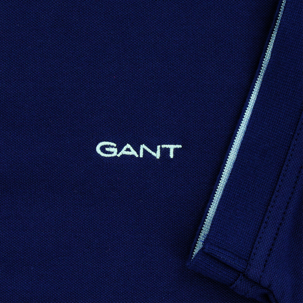 Gant Contrast Collar Pique Polo Shirt Rich Navy