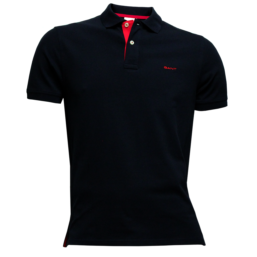 Gant Contrast Collar Pique Polo Shirt Navy