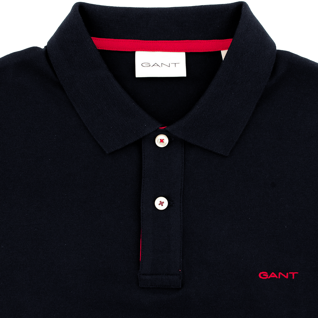 Gant Contrast Collar Pique Polo Shirt Navy