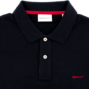 Gant Contrast Collar Pique Polo Shirt Navy