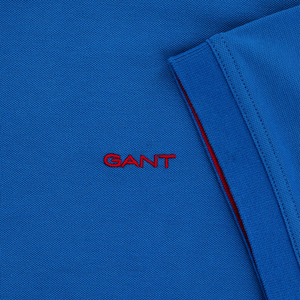 Gant Contrast Collar Pique Polo Shirt Blue