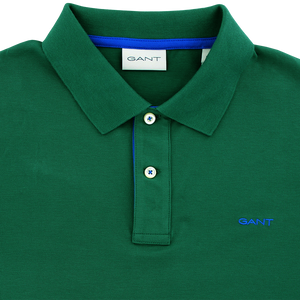 Gant Contrast Collar Pique Polo Shirt Green