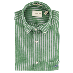 Gant Regular Fit Cotton Linen Short Sleeve Shirt Green