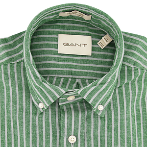 Gant Regular Fit Cotton Linen Short Sleeve Shirt Green