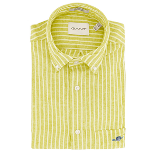 Gant Regular Fit Cotton Linen Short Sleeve Shirt Yellow