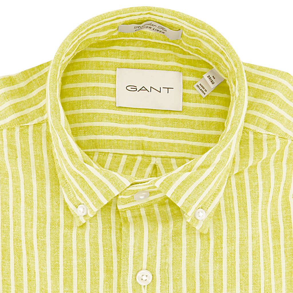 Gant Regular Fit Cotton Linen Short Sleeve Shirt Yellow