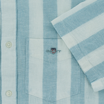 Load image into Gallery viewer, Gant Regular Fit Cotton Linen Short Sleeve Stripe Shirt Blue
