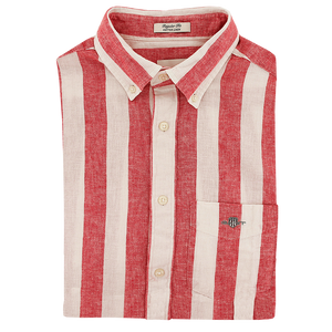Red Short Sleeve Stripe Shirt
