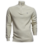 Load image into Gallery viewer, Gant Textured Cotton Half Zip Sweater Cream
