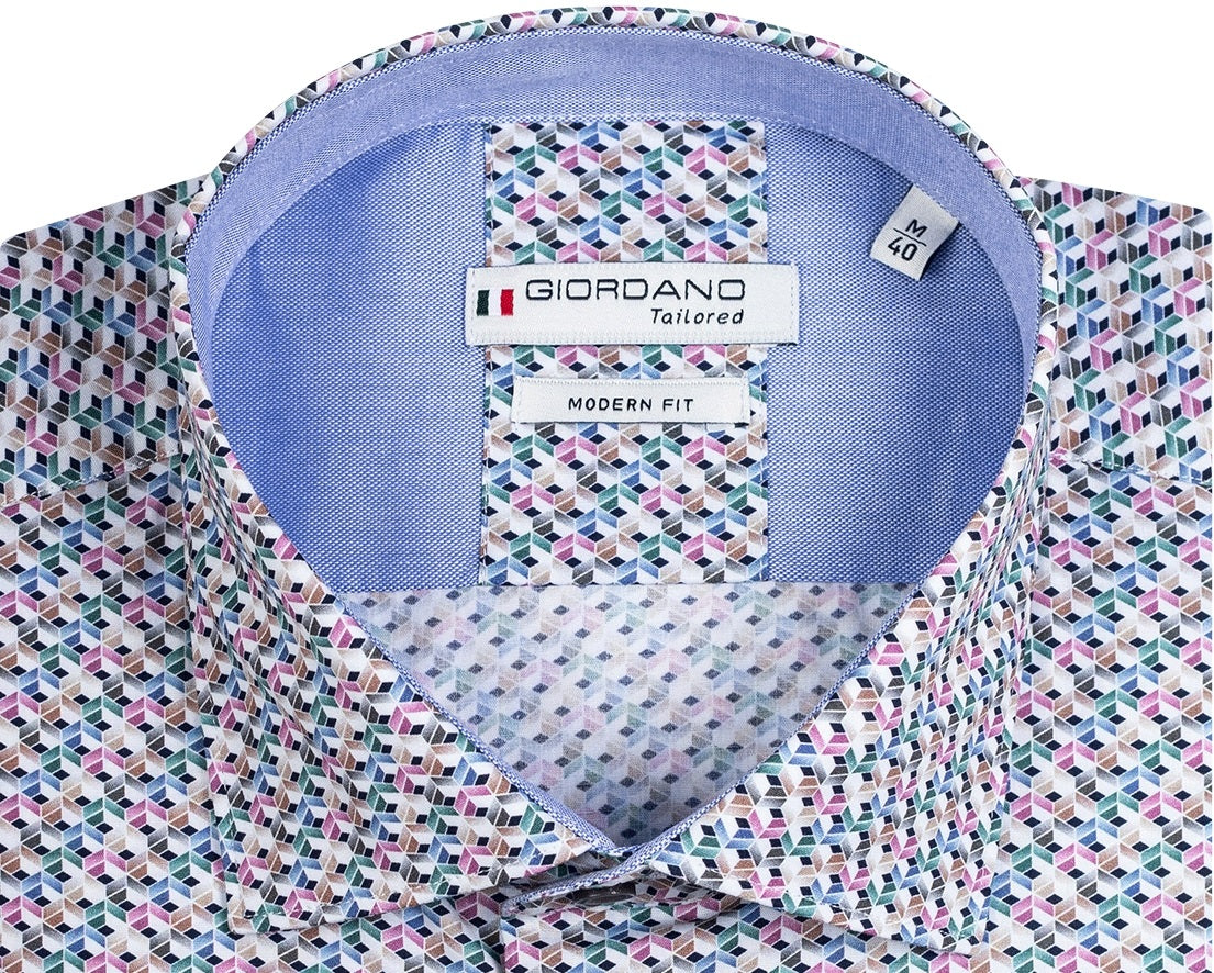 Giordano Modern Fit Shirt Shirt Geometric Print Pink