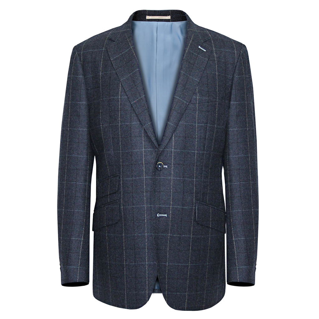 Navy Check Jacket Regular Length