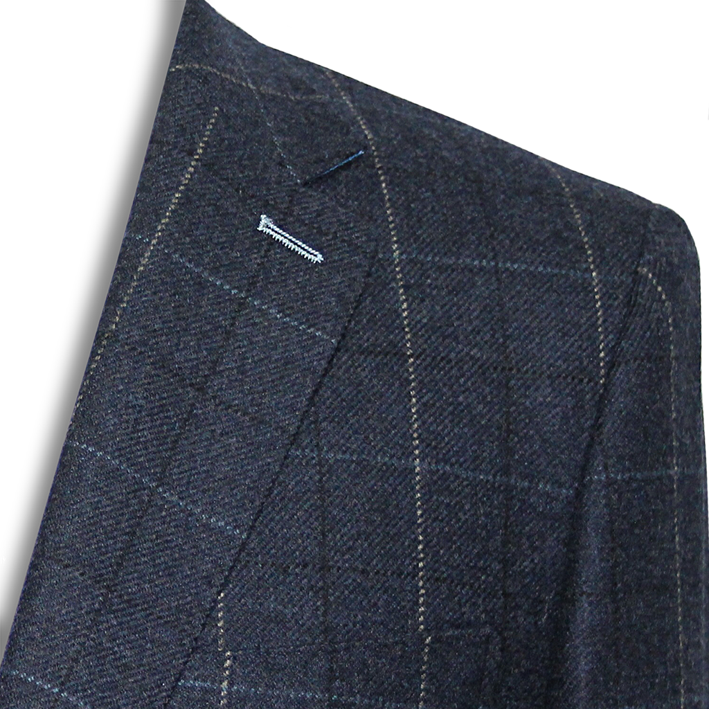 Navy Check Jacket Short Length