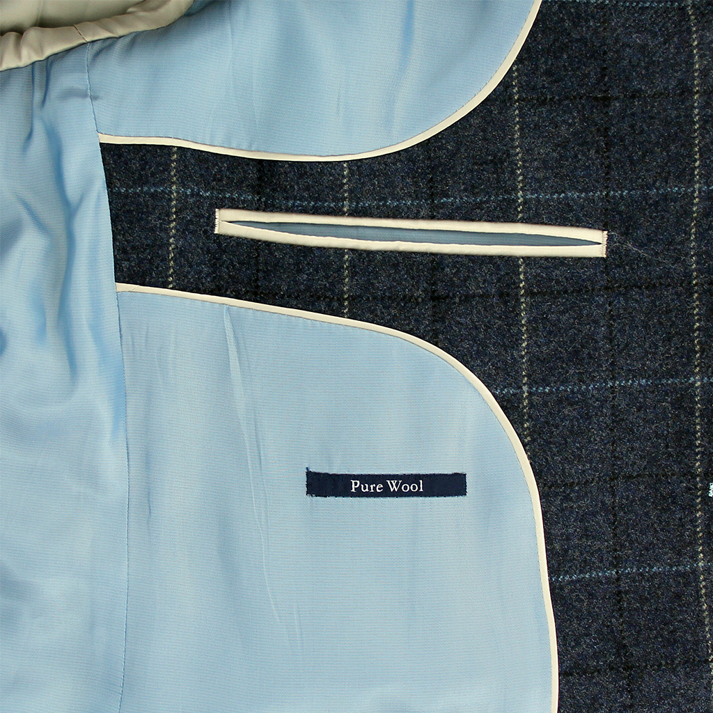 Navy Check Jacket Regular Length