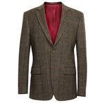 Load image into Gallery viewer, Gurteen Pure Wool Reigate Jacket Wine Overcheck Short Length
