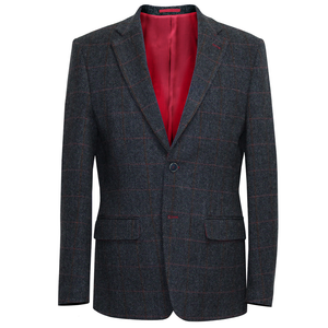 Gurteen Pure Wool Reigate Jacket Red Overcheck Short Length