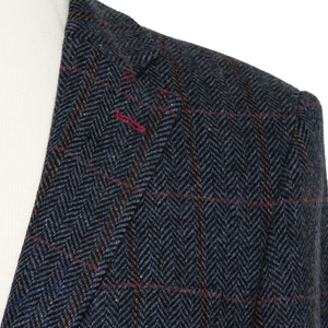 Gurteen Pure Wool Reigate Jacket Red Overcheck Long Length