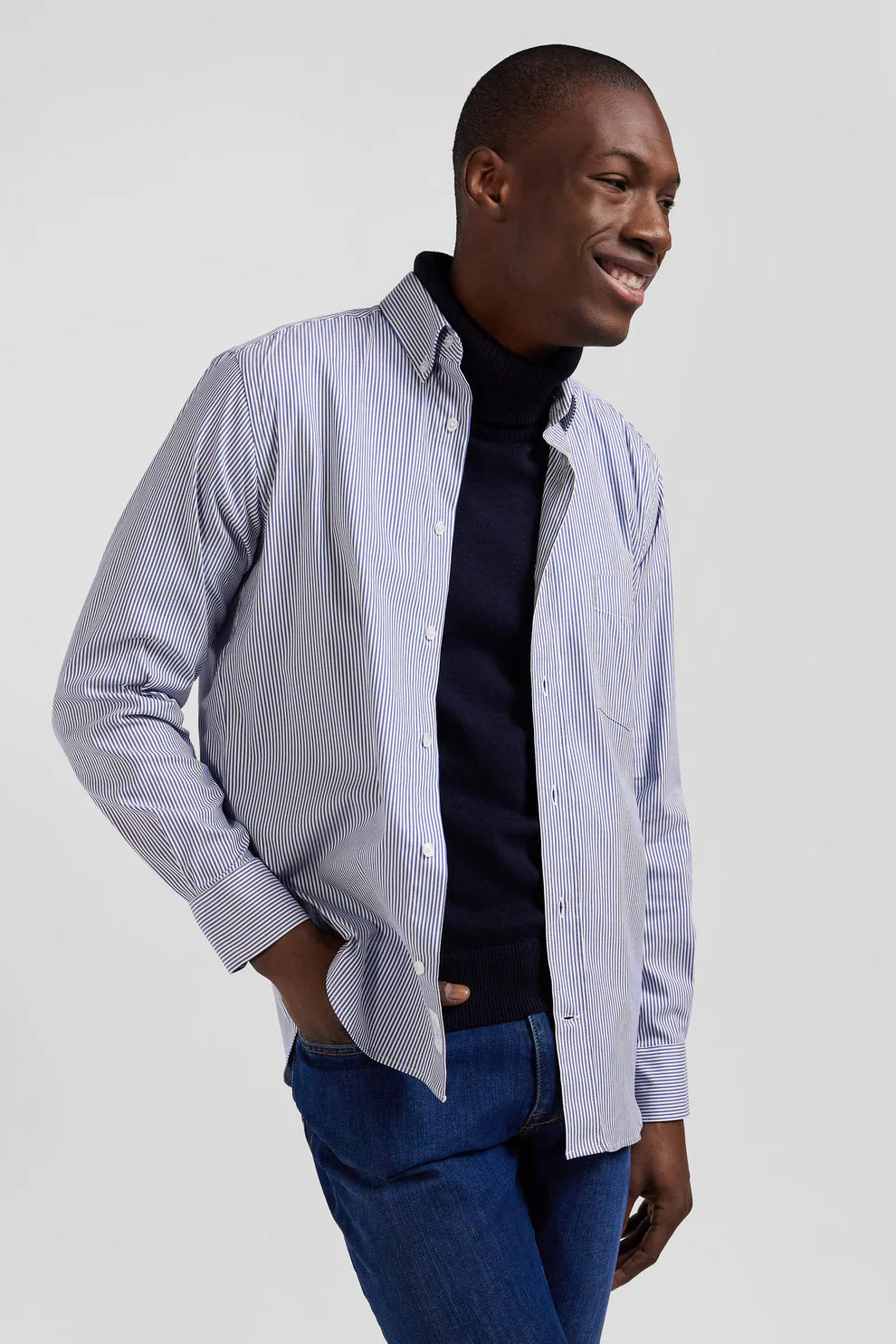 Eden Park Soft Cotton Poplin Shirt Navy