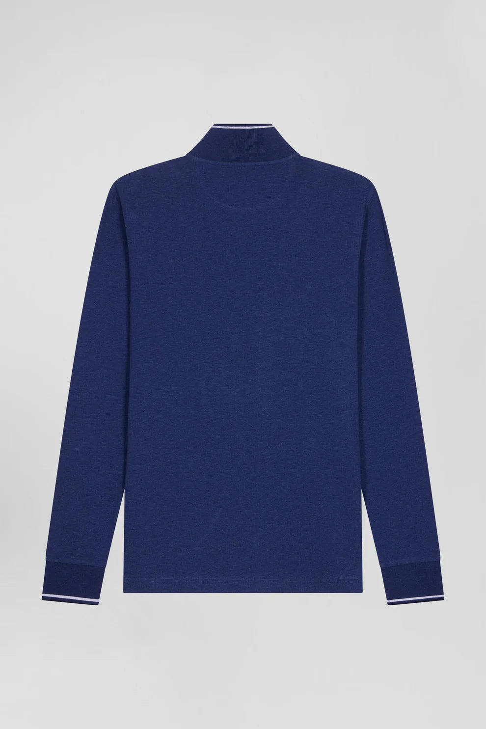 Eden Park Contrast Trimming Long Sleeve Polo Shirt Blue