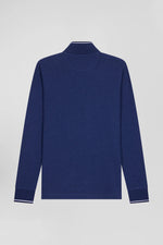 Load image into Gallery viewer, Eden Park Contrast Trimming Long Sleeve Polo Shirt Blue
