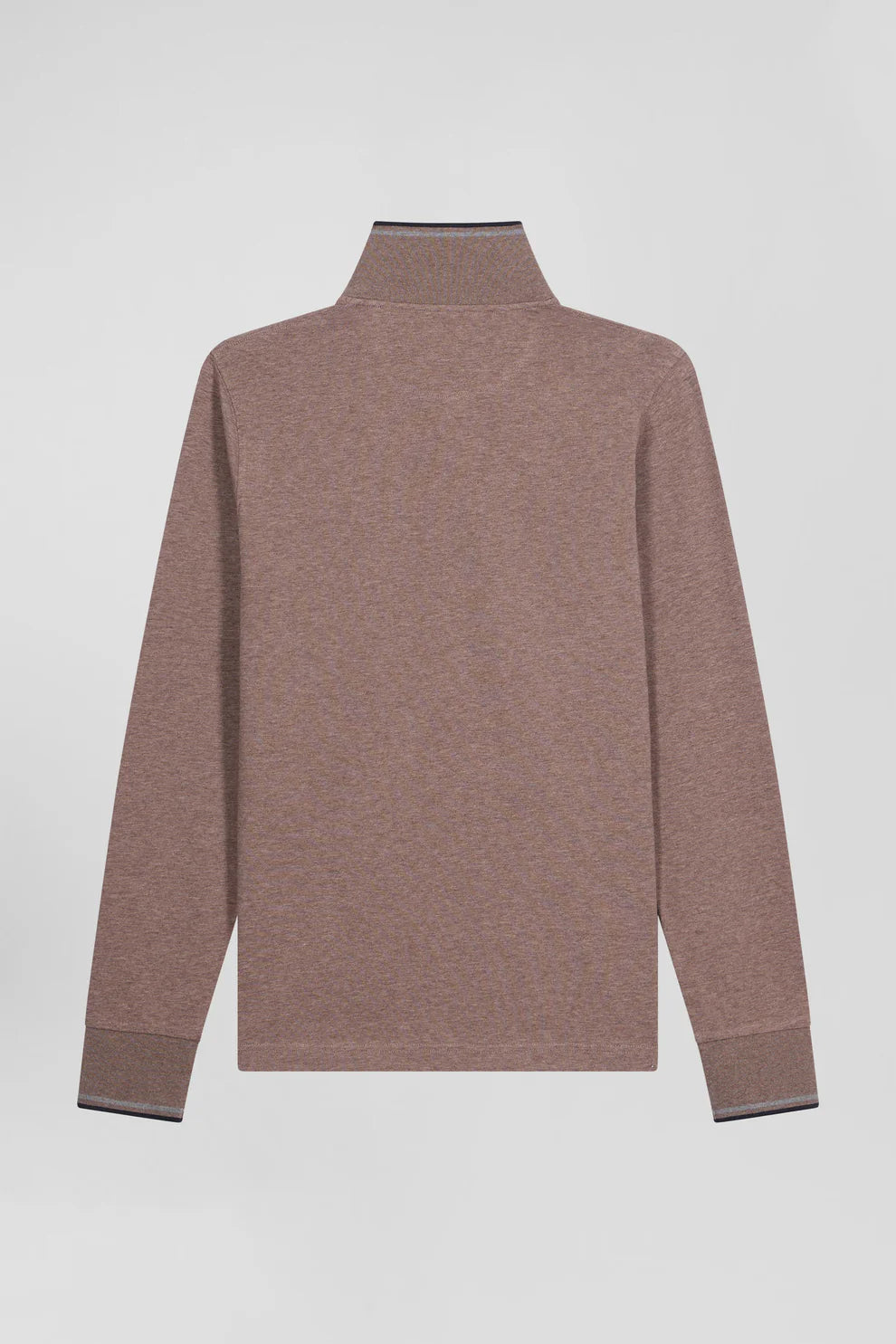 Eden Park Contrast Trimming Long Sleeve Polo Shirt Mocha