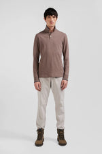 Load image into Gallery viewer, Eden Park Contrast Trimming Long Sleeve Polo Shirt Mocha
