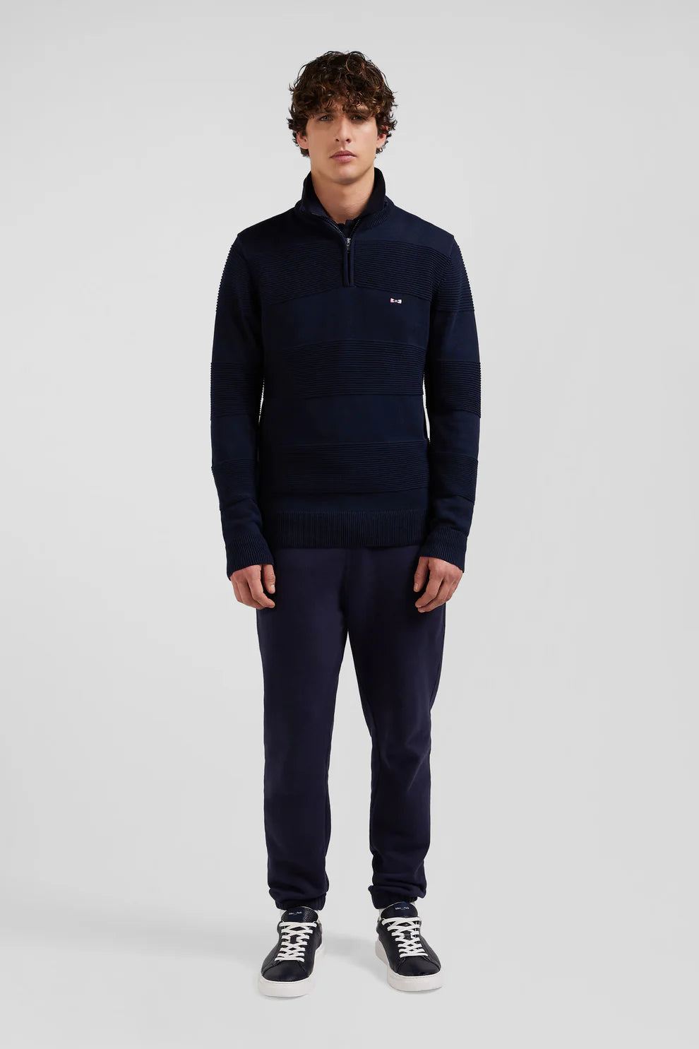 Eden Park Half Zip Two Tone Sweater Navy