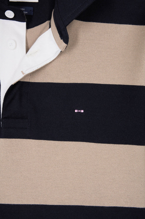 Navy Block Stripe Rugger