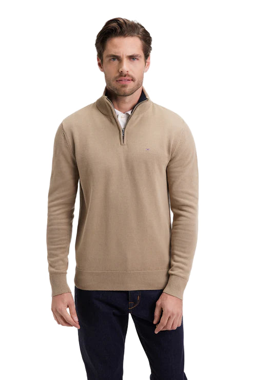 Beige Half Zip Sweater