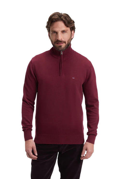 Wine Half Zip Sweater