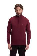 Load image into Gallery viewer, Wine Half Zip Sweater
