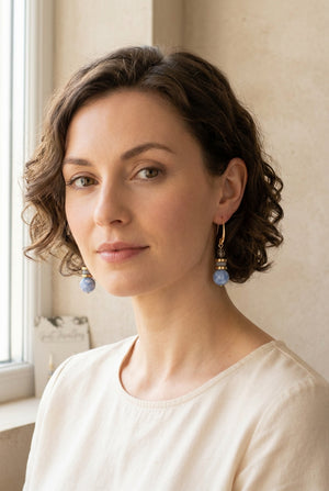 Pale Blue Fire Crackle Agate Earrings
