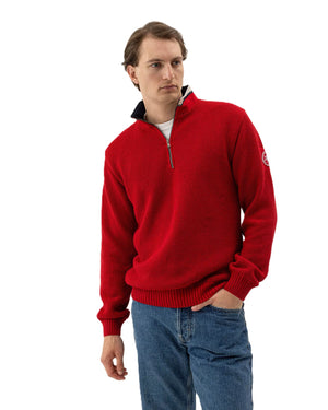 Red Textured Windproof Half Zip