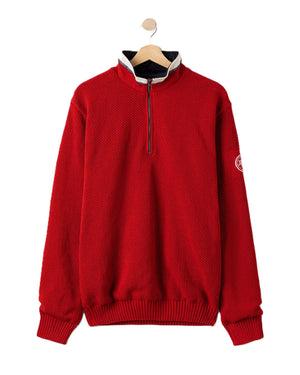 Red Textured Windproof Half Zip
