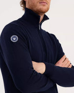 Load image into Gallery viewer, Navy Windproof Half Zip Sweater
