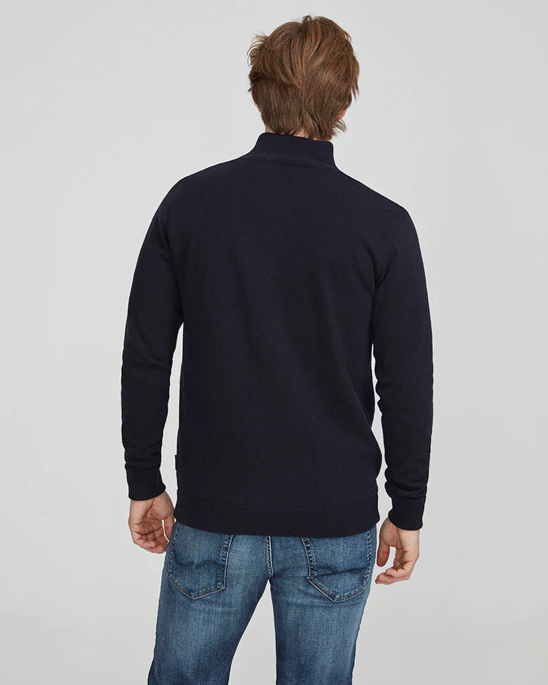 Holebrook Sweden Stellan Extrafine Wool Half Zip Sweater Navy