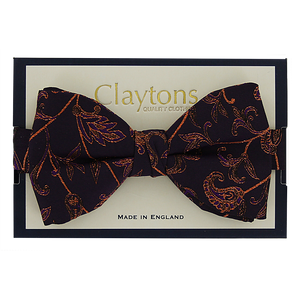 Floral Metallic Thread Bow Tie Purple