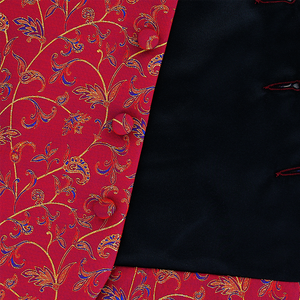 Floral Metallic Thread Waistcoat Red