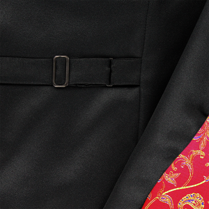 Floral Metallic Thread Waistcoat Red