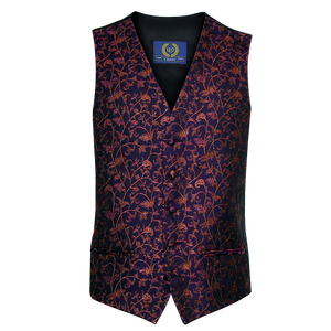 Floral Metallic Thread Waistcoat Purple