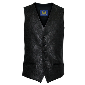 Floral Metallic Thread Waistcoat Black