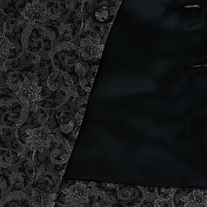 Floral Metallic Thread Waistcoat Black