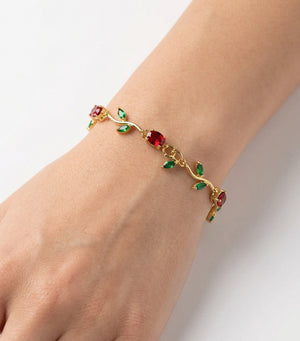 Gold Flower & Stem Bracelet