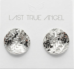 Gold Chevron Disc Earrings