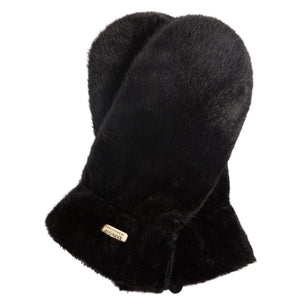 Black Cyrus Faux Fur Mitts