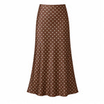 Load image into Gallery viewer, Brown Satin Polka Dot Skirt
