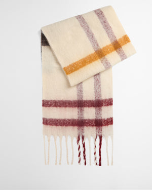 Ecru Isla Tartan Boucle Scarf