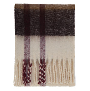 Ecru Isla Tartan Boucle Scarf