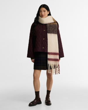 Ecru Isla Tartan Boucle Scarf