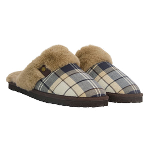 Navy Tartan Claudia Mule Slipper