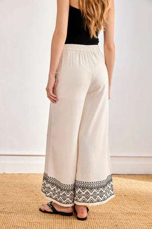 Ivory Contrast Embroidered Trousers